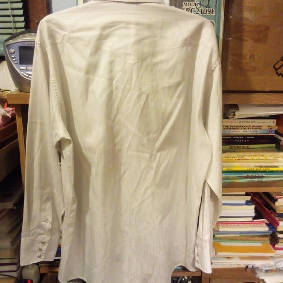 2 WESTERN DRESS SHIRTS- WRANGLER MADE IN USA SZ 17X35/ PANHANDLE SLIM SZ 17X35 - Picture 4 of 9